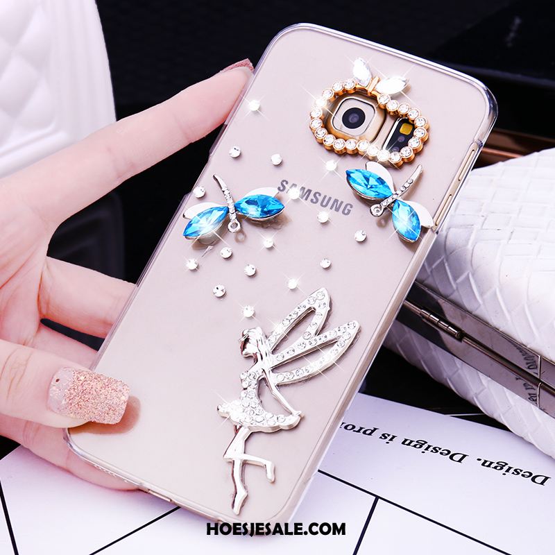 Samsung Galaxy S6 Edge Hoesje Bescherming Goud Met Strass Ster Hoes Sale