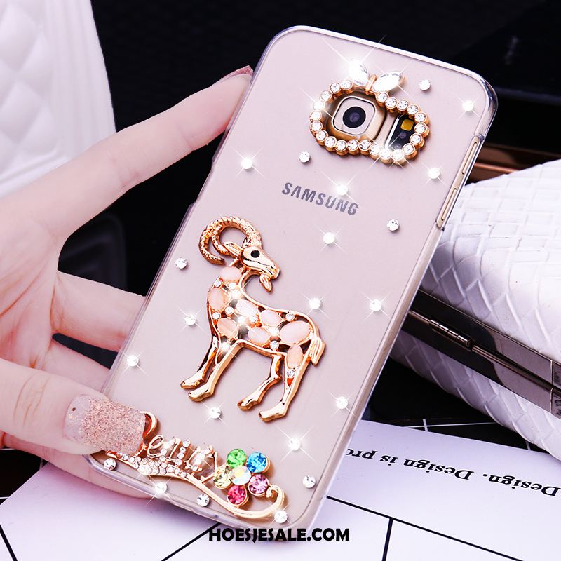 Samsung Galaxy S6 Edge Hoesje Bescherming Goud Met Strass Ster Hoes Sale