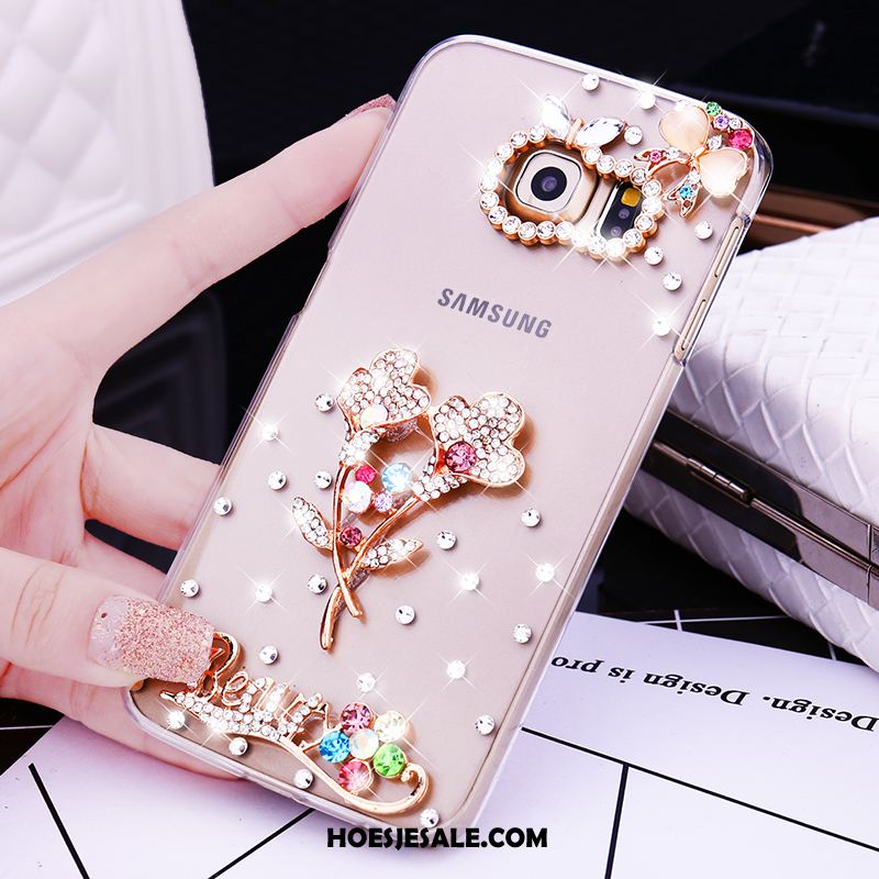 Samsung Galaxy S6 Edge Hoesje Bescherming Goud Met Strass Ster Hoes Sale