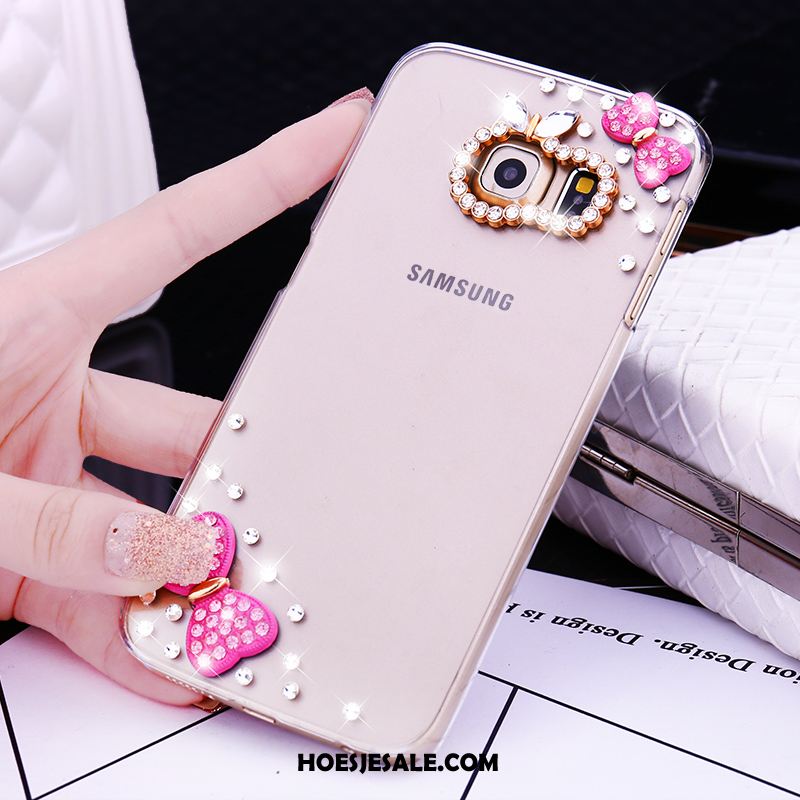 Samsung Galaxy S6 Edge Hoesje Bescherming Goud Met Strass Ster Hoes Sale