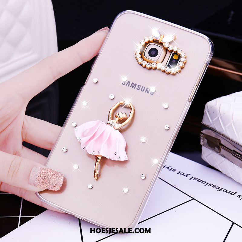 Samsung Galaxy S6 Edge Hoesje Bescherming Goud Met Strass Ster Hoes Sale