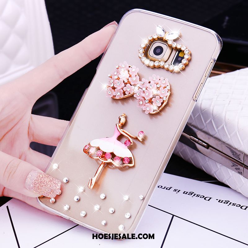 Samsung Galaxy S6 Edge Hoesje Bescherming Goud Met Strass Ster Hoes Sale