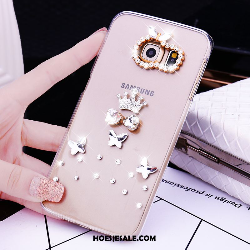 Samsung Galaxy S6 Edge Hoesje Bescherming Goud Met Strass Ster Hoes Sale