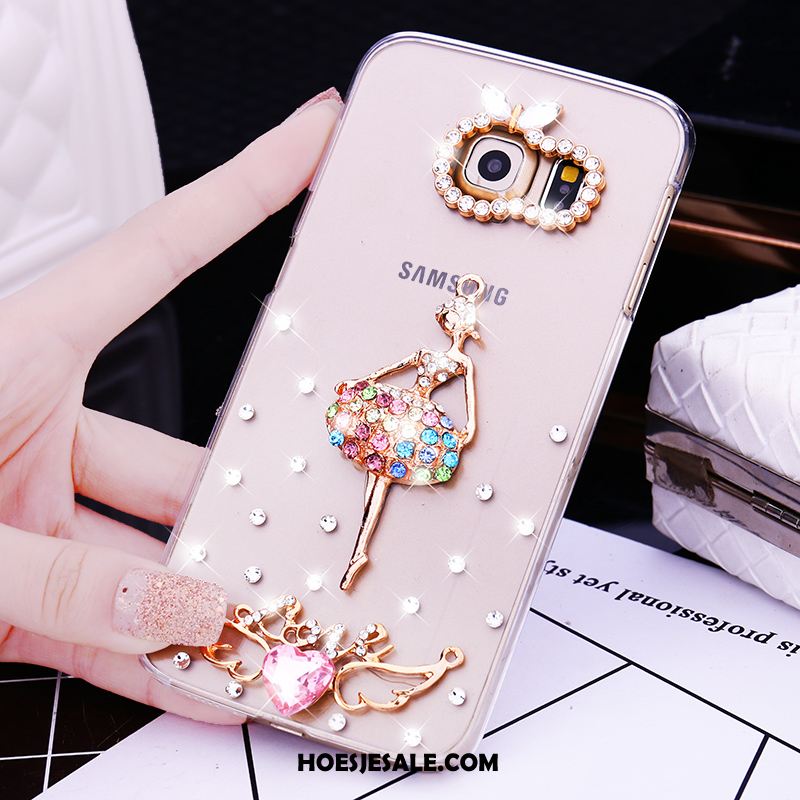 Samsung Galaxy S6 Edge Hoesje Bescherming Goud Met Strass Ster Hoes Sale