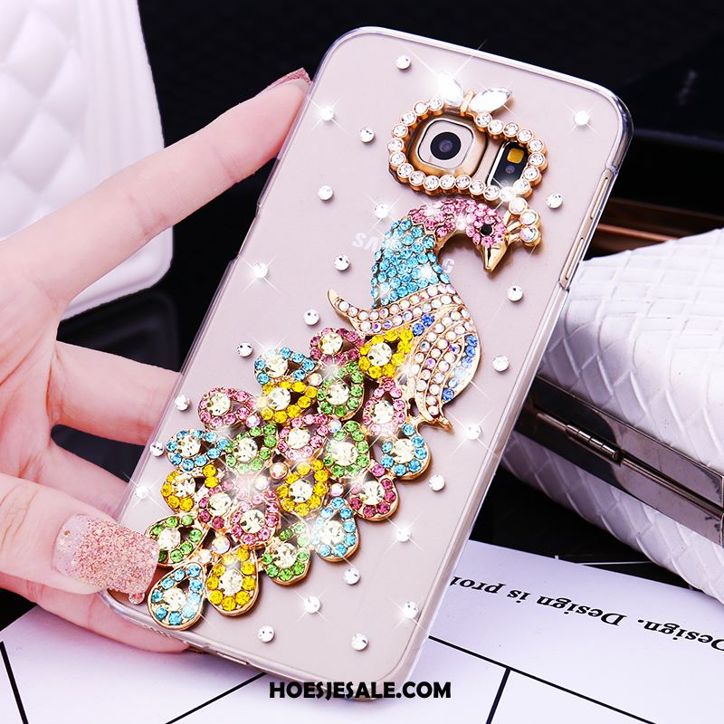 Samsung Galaxy S6 Edge Hoesje Bescherming Goud Met Strass Ster Hoes Sale