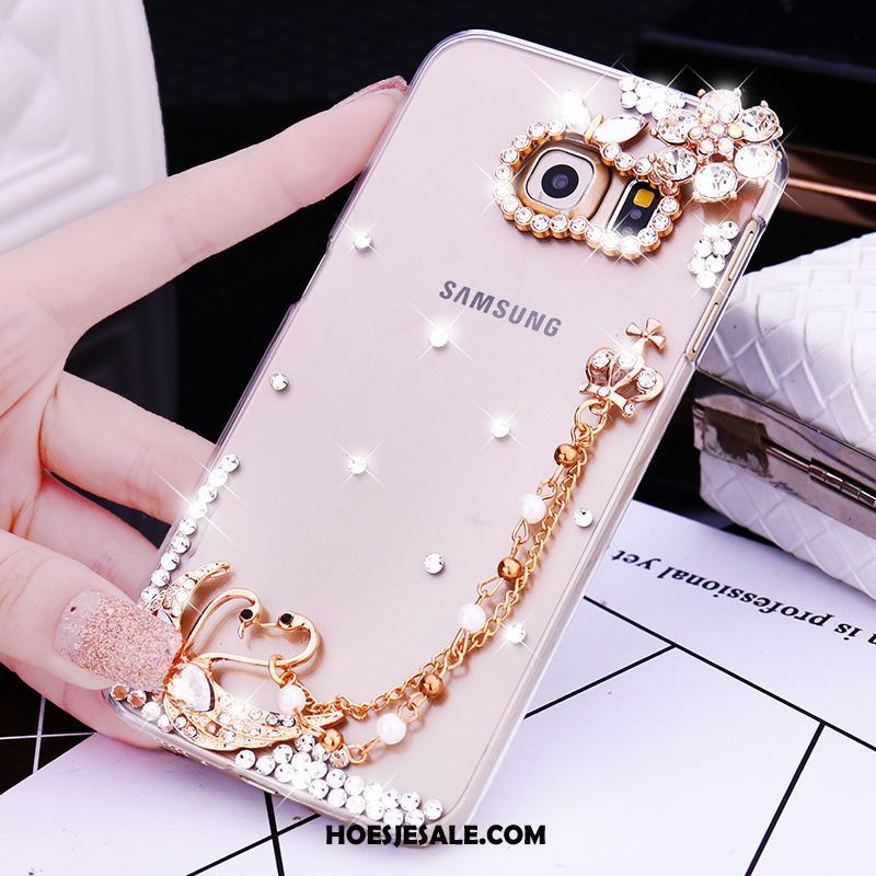 Samsung Galaxy S6 Edge Hoesje Bescherming Goud Met Strass Ster Hoes Sale