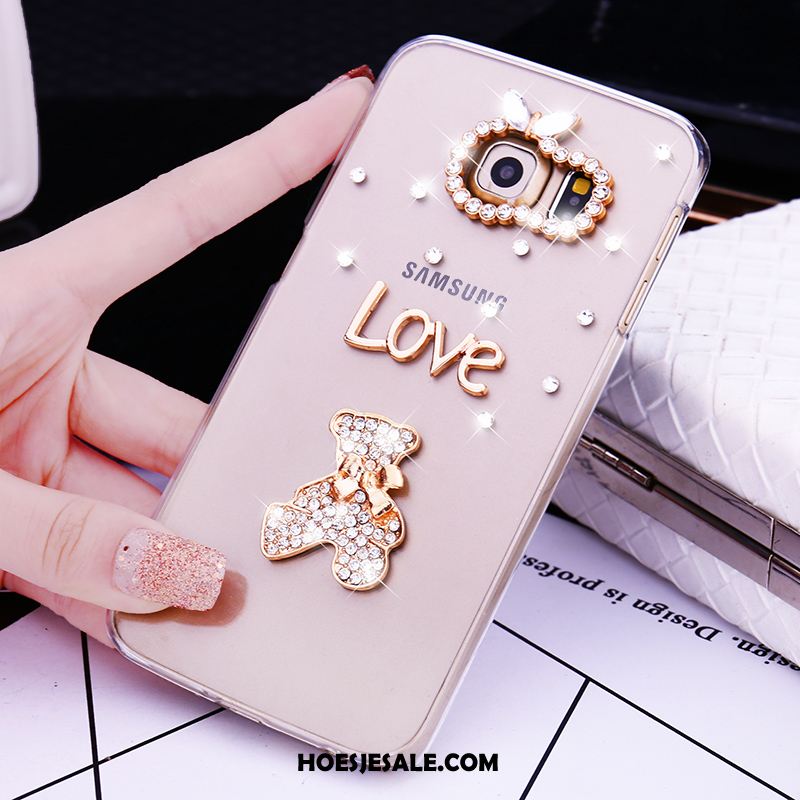 Samsung Galaxy S6 Edge Hoesje Bescherming Goud Met Strass Ster Hoes Sale