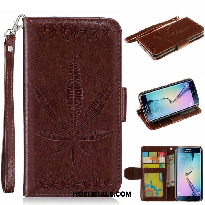 Samsung Galaxy S6 Edge Hoesje Folio Leren Etui Hoes Mobiele Telefoon Rood Sale