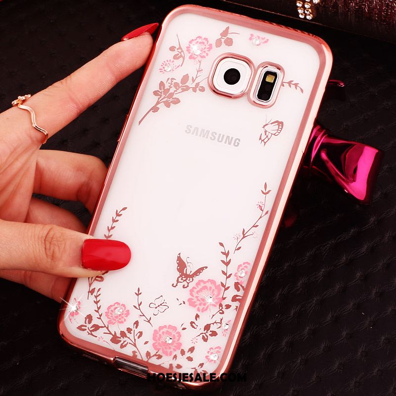 Samsung Galaxy S6 Edge Hoesje Mobiele Telefoon Hoes Blauw Met Strass Bescherming Goedkoop