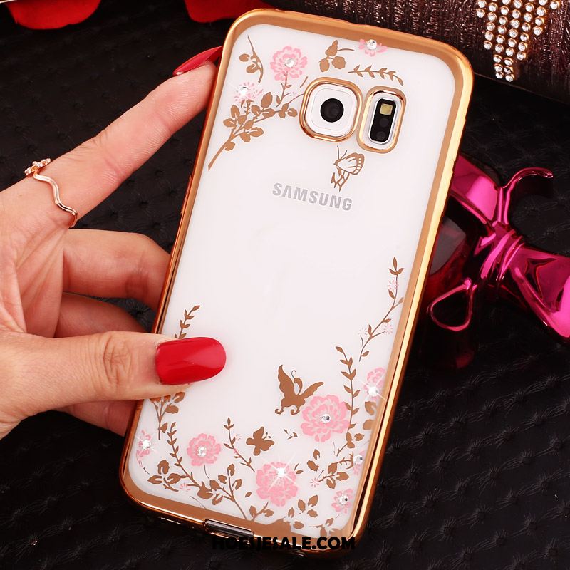 Samsung Galaxy S6 Edge Hoesje Mobiele Telefoon Hoes Blauw Met Strass Bescherming Goedkoop