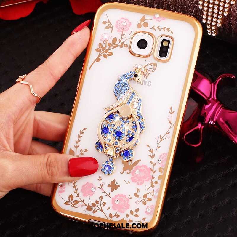 Samsung Galaxy S6 Edge Hoesje Mobiele Telefoon Hoes Blauw Met Strass Bescherming Goedkoop