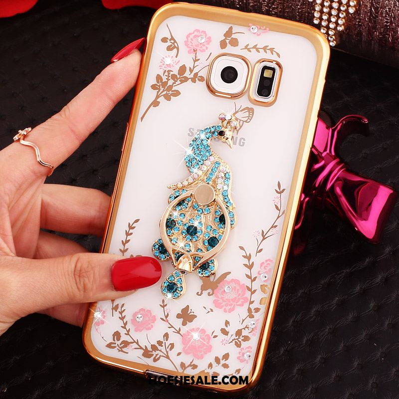 Samsung Galaxy S6 Edge Hoesje Mobiele Telefoon Hoes Blauw Met Strass Bescherming Goedkoop