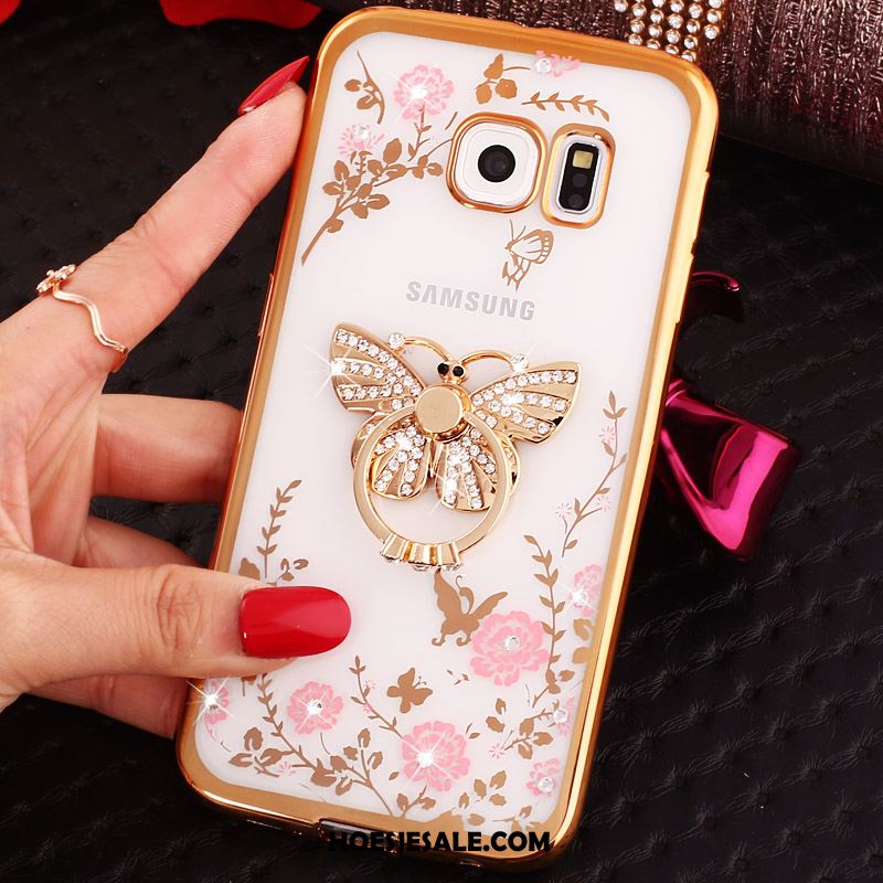 Samsung Galaxy S6 Edge Hoesje Mobiele Telefoon Hoes Blauw Met Strass Bescherming Goedkoop