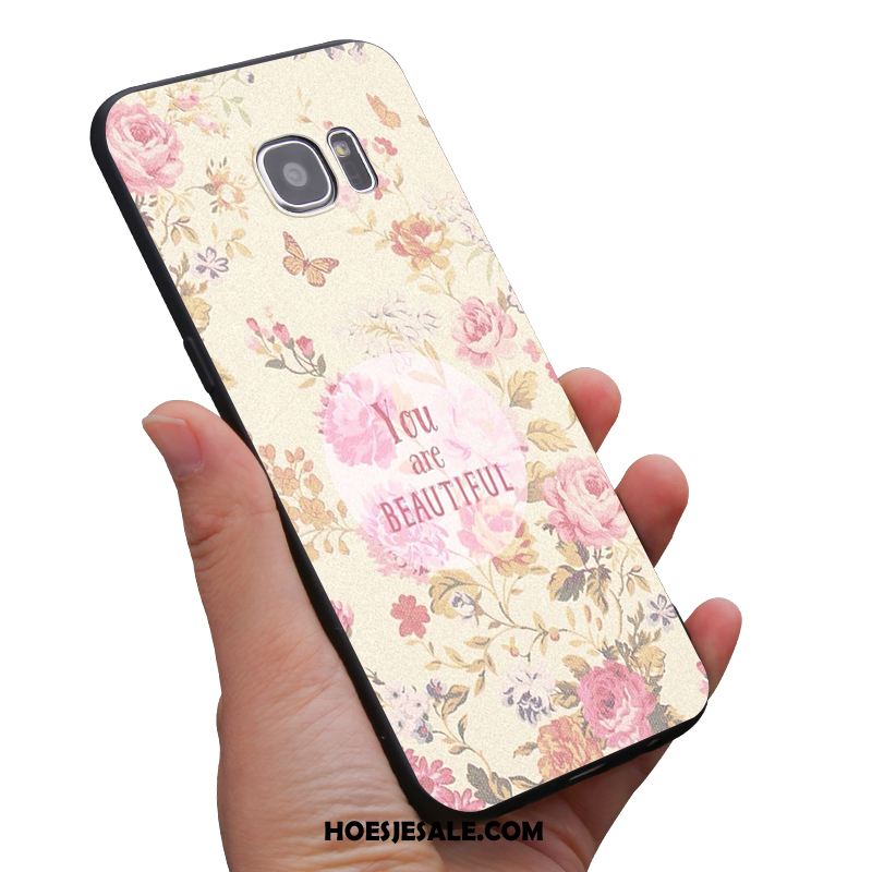 Samsung Galaxy S6 Hoesje Zacht Mini Bloemen Zwart Geel Aanbiedingen