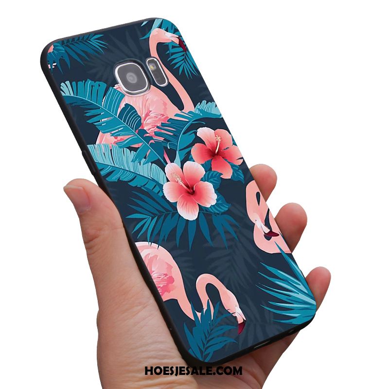 Samsung Galaxy S6 Hoesje Zacht Mini Bloemen Zwart Geel Aanbiedingen