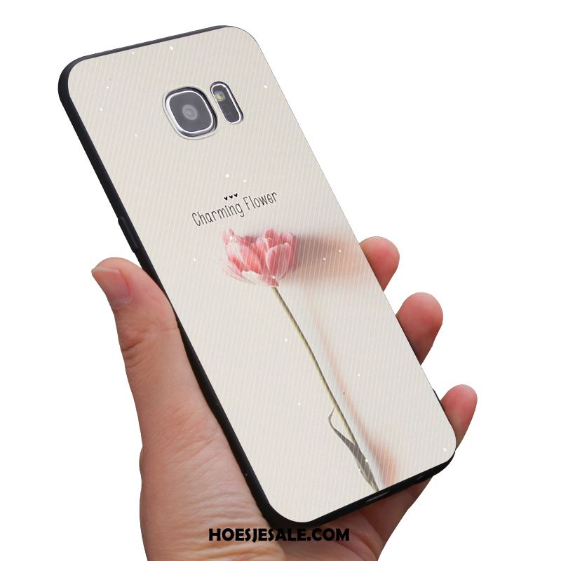 Samsung Galaxy S6 Hoesje Zacht Mini Bloemen Zwart Geel Aanbiedingen