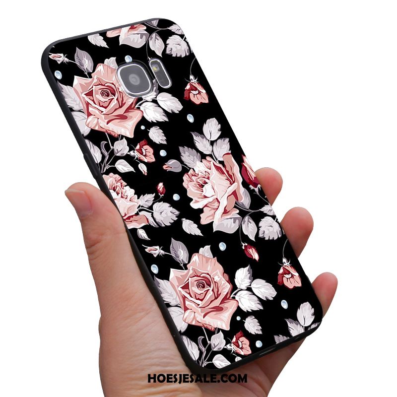Samsung Galaxy S6 Hoesje Zacht Mini Bloemen Zwart Geel Aanbiedingen