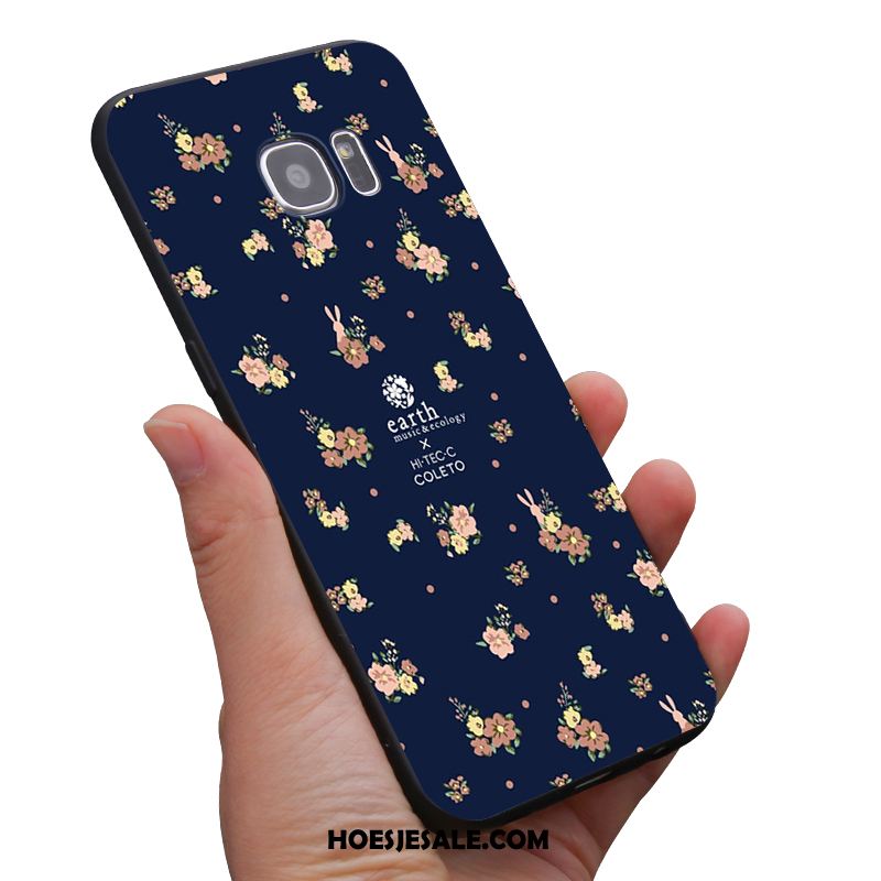 Samsung Galaxy S6 Hoesje Zacht Mini Bloemen Zwart Geel Aanbiedingen