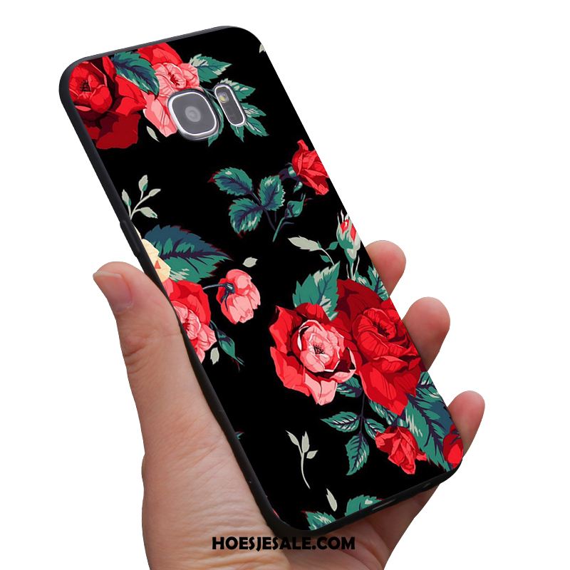 Samsung Galaxy S6 Hoesje Zacht Mini Bloemen Zwart Geel Aanbiedingen