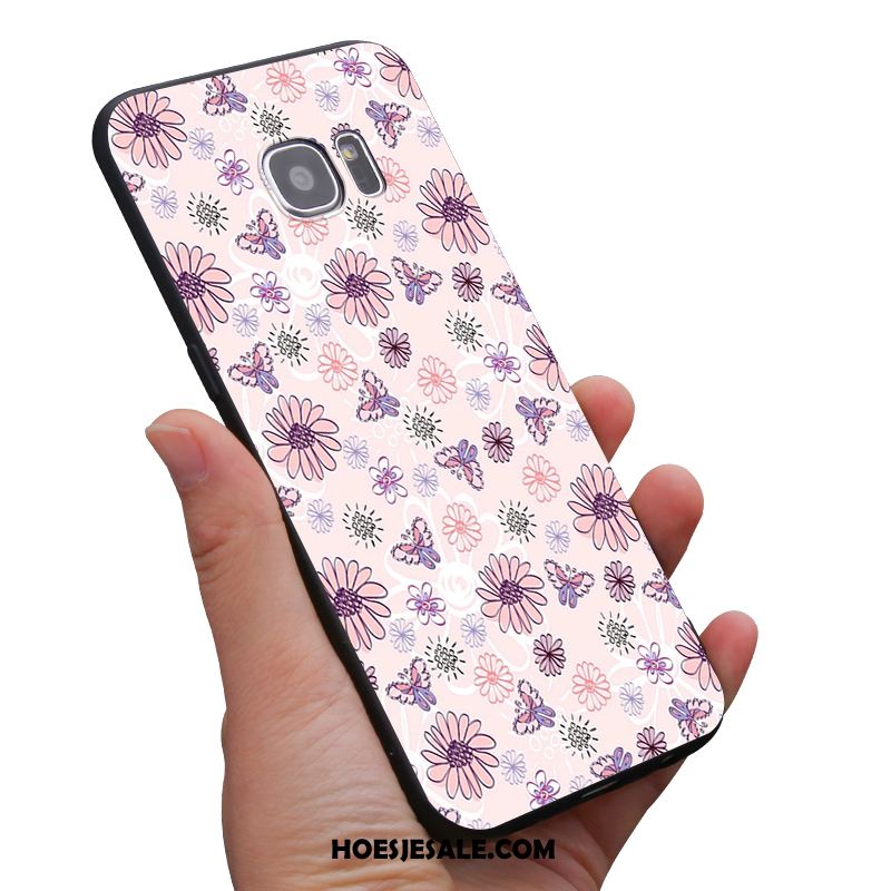 Samsung Galaxy S6 Hoesje Zacht Mini Bloemen Zwart Geel Aanbiedingen