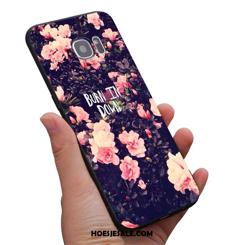 Samsung Galaxy S6 Hoesje Zacht Mini Bloemen Zwart Geel Aanbiedingen