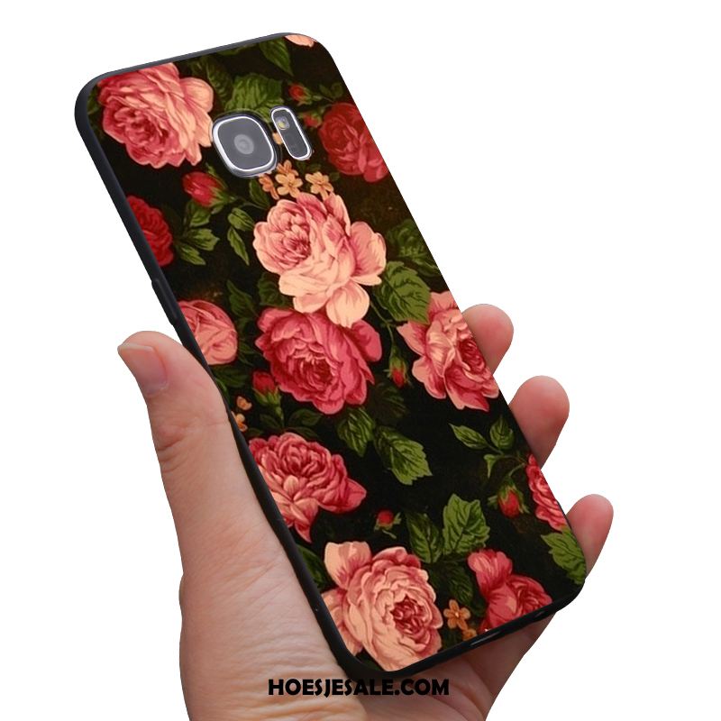 Samsung Galaxy S6 Hoesje Zacht Mini Bloemen Zwart Geel Aanbiedingen