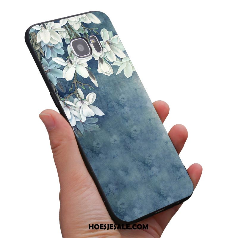 Samsung Galaxy S6 Hoesje Zacht Mini Bloemen Zwart Geel Aanbiedingen