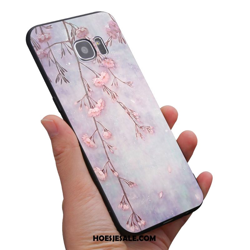 Samsung Galaxy S6 Hoesje Zacht Mini Bloemen Zwart Geel Aanbiedingen