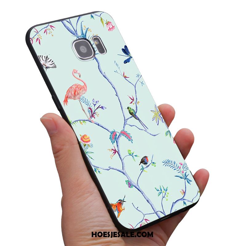 Samsung Galaxy S6 Hoesje Zacht Mini Bloemen Zwart Geel Aanbiedingen