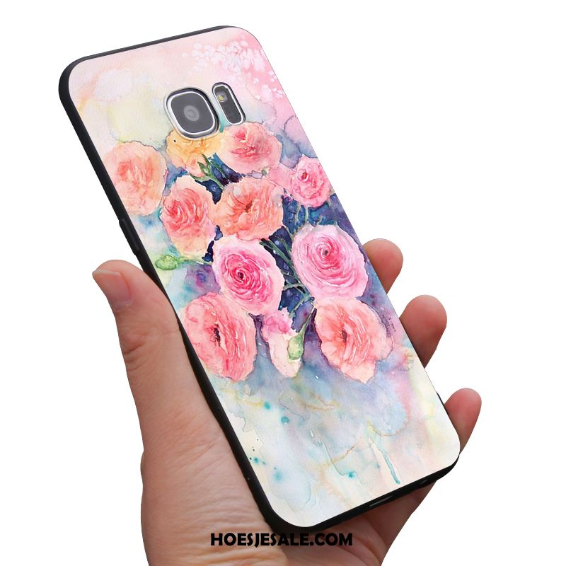 Samsung Galaxy S6 Hoesje Zacht Mini Bloemen Zwart Geel Aanbiedingen