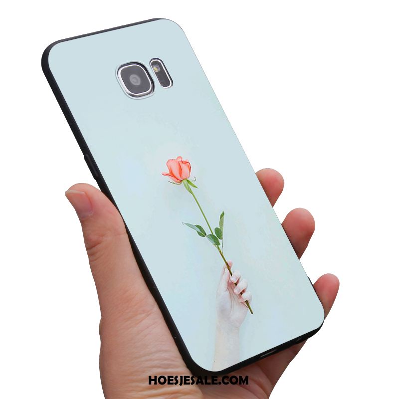 Samsung Galaxy S6 Hoesje Zacht Mini Bloemen Zwart Geel Aanbiedingen