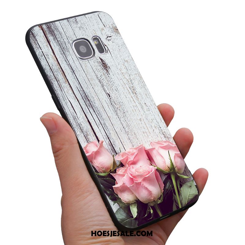 Samsung Galaxy S6 Hoesje Zacht Mini Bloemen Zwart Geel Aanbiedingen