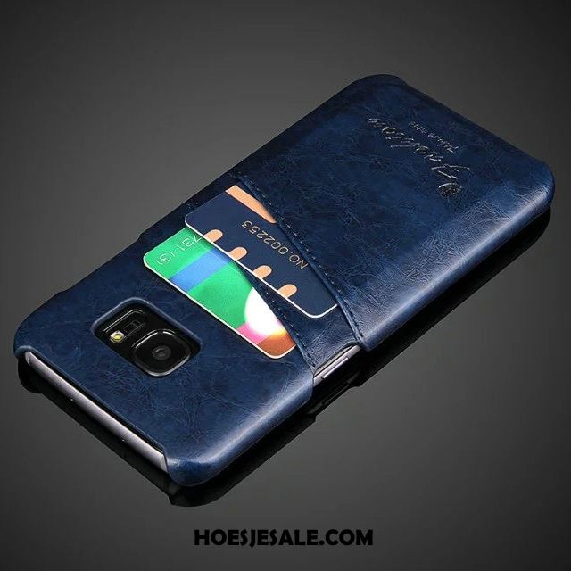 Samsung Galaxy S7 Edge Hoesje Kaart Echt Leer Leren Etui Geel Bescherming Goedkoop