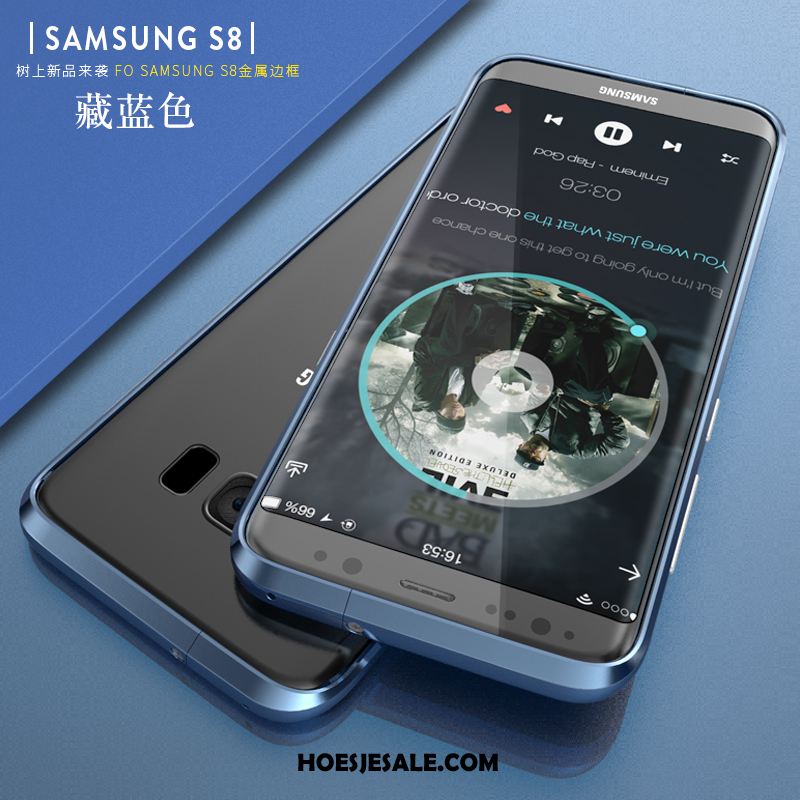 Samsung Galaxy S8 Hoesje Metaal Omlijsting Zwart Bescherming Dun Goedkoop