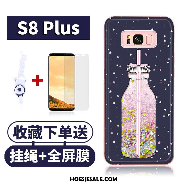 Samsung Galaxy S8+ Hoesje Vloeistof Bescherming Siliconen Drijfzand Roze Goedkoop