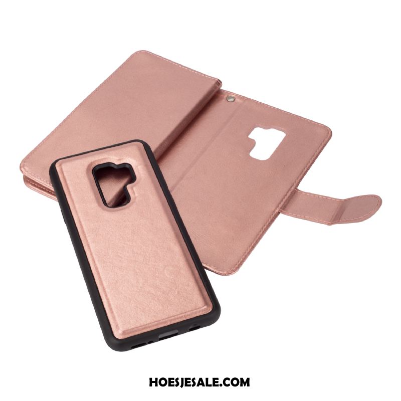 Samsung Galaxy S9+ Hoesje Folio Leren Etui Rose Goud Mobiele Telefoon Ster Sale