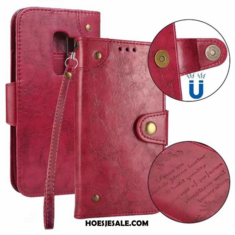 Samsung Galaxy S9+ Hoesje Folio Wijnrood All Inclusive Vintage Leer Sale