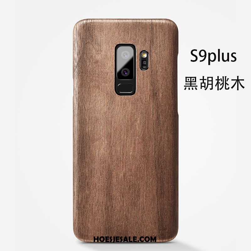 Samsung Galaxy S9+ Hoesje Hout Dun Schrobben Bescherming Zwart Goedkoop