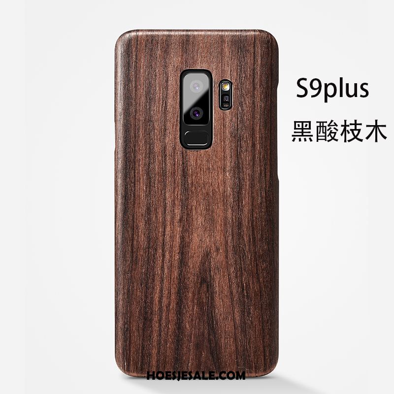 Samsung Galaxy S9+ Hoesje Hout Dun Schrobben Bescherming Zwart Goedkoop