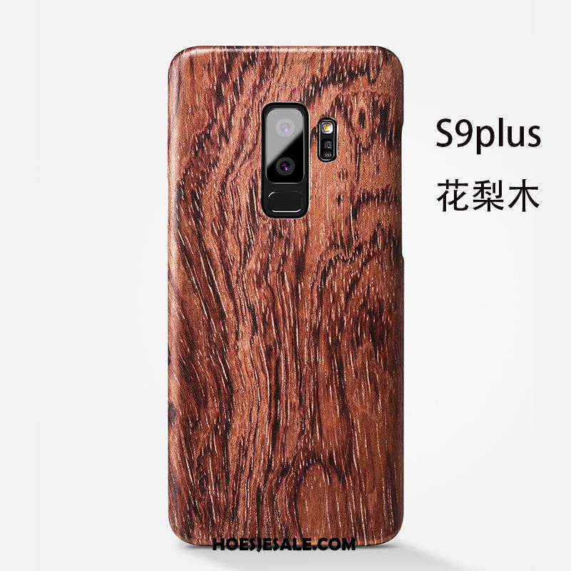 Samsung Galaxy S9+ Hoesje Hout Dun Schrobben Bescherming Zwart Goedkoop