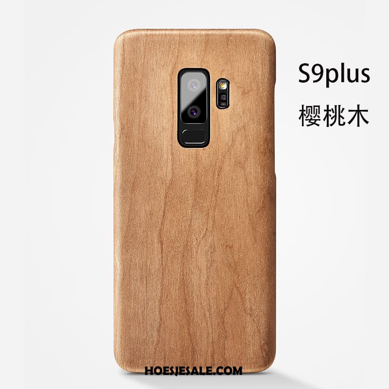 Samsung Galaxy S9+ Hoesje Hout Dun Schrobben Bescherming Zwart Goedkoop