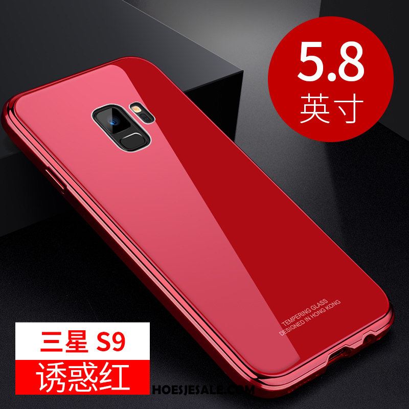 Samsung Galaxy S9 Hoesje Luxe Anti-fall Metaal Trendy Merk Rood Sale