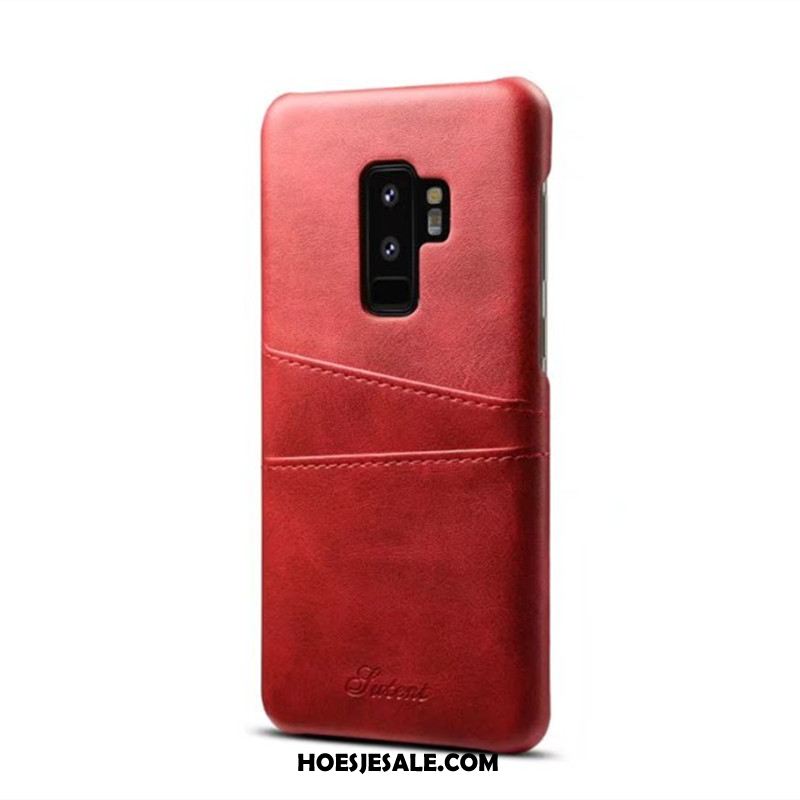 Samsung Galaxy S9+ Hoesje Mobiele Telefoon Anti-fall Rood Leren Etui Echt Leer Online