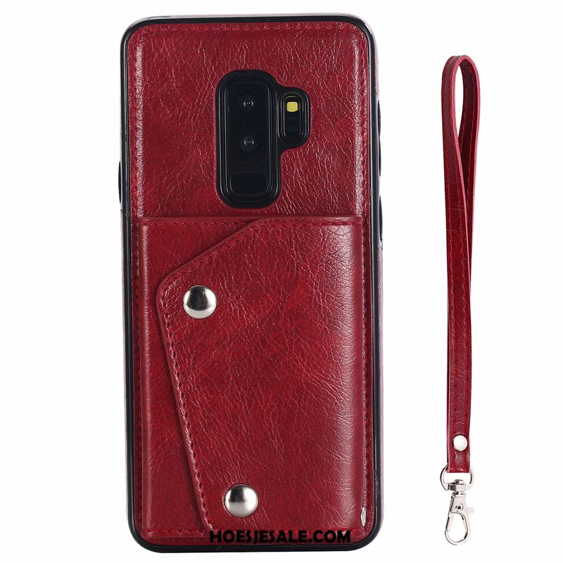 Samsung Galaxy S9+ Hoesje Portemonnee Hanger Kaart Tas Leren Etui Rose Goud Sale