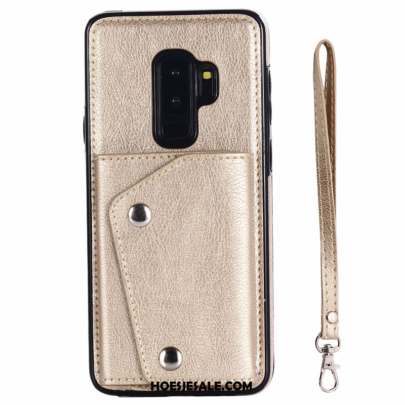 Samsung Galaxy S9+ Hoesje Portemonnee Hanger Kaart Tas Leren Etui Rose Goud Sale