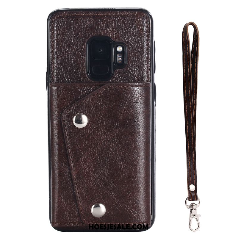 Samsung Galaxy S9+ Hoesje Portemonnee Hanger Kaart Tas Leren Etui Rose Goud Sale