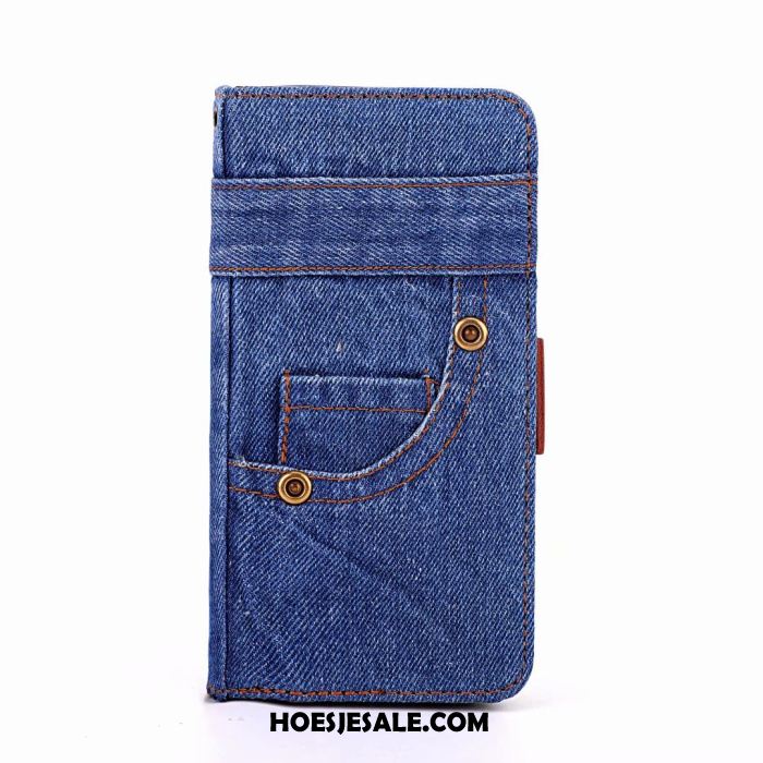 Samsung Galaxy S9+ Hoesje Trendy Merk Hoes Denim Ster Leren Etui Goedkoop