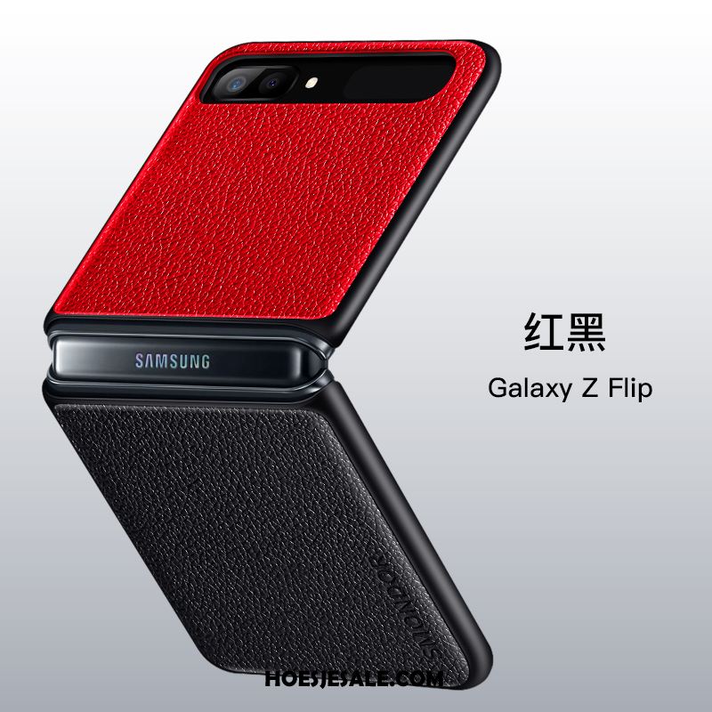 Samsung Z Flip Hoesje Leren Etui Leer Echt Leer Vouw Rood Kopen