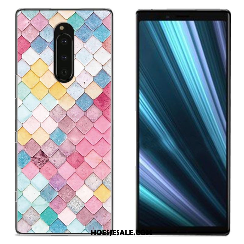 Sony Xperia 1 Hoesje Bescherming Doek Geschilderd Mobiele Telefoon Blauw Sale