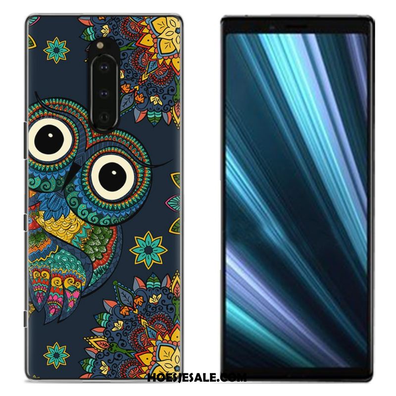 Sony Xperia 1 Hoesje Bescherming Doek Geschilderd Mobiele Telefoon Blauw Sale